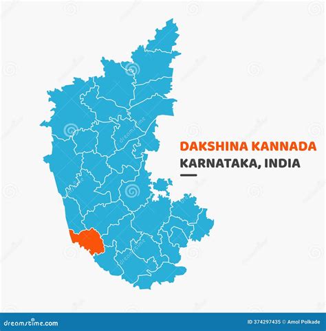 Dakshina Kannada District Karnataka State, Republic Of India, Mysore Division Map Vector ...