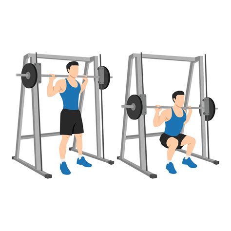 Man doing smith machine barbell squat exercise. 34468614 Vector Art at ...