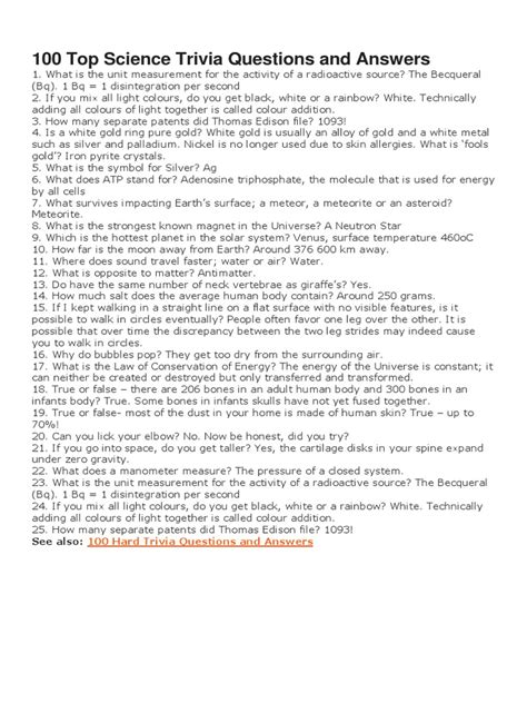 Image result for Science Knowledge Questions and Answers