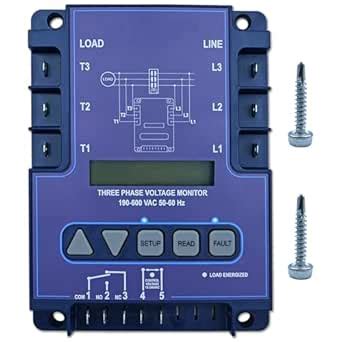 ICM450A 3-Phase Voltage Monitor with Backlit LCD, 190-600V AC, 25-Fault ...