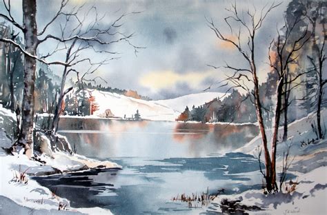Watercolor Winter Landscapes at PaintingValley.com | Explore collection ...