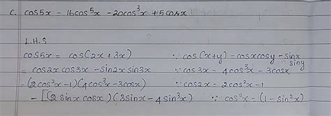 Cos5x = 16cos5x - 20cos^(3)x + 5cosx - Brainly.in