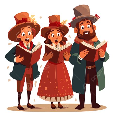 Christmas Carolers, Sticker Clipart Characters From Victorian Christmas Sing Songs And Read ... - drawing of xmas carolers