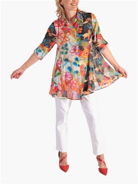 chesca Artistic Floral Print Shirt, Red/Multi