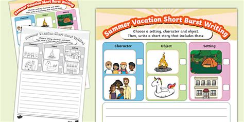Summer Vacation Short Burst Writing Template (teacher made)