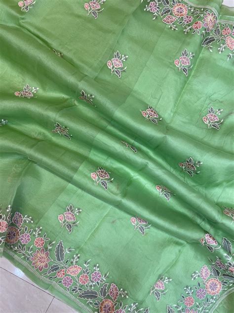 Pure Organza Chikankari Handloom Banarasi Saree — The Handlooms