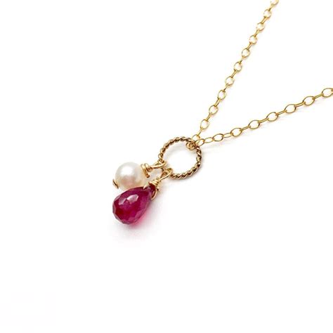 14kgf Ruby Necklace Ruby & pearl ネックレス・ペンダント chai and…☆ 通販｜Creema(クリーマ)