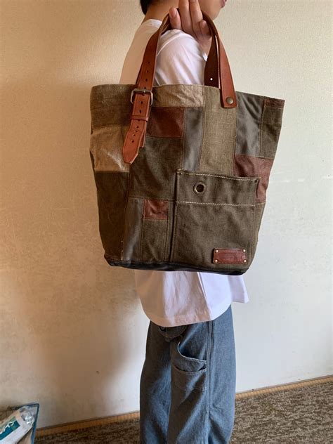 military tote bag③ 送込 ミリタリー リメイク つぎはぎ パッチワーク トートバッグ | Atelier Roji