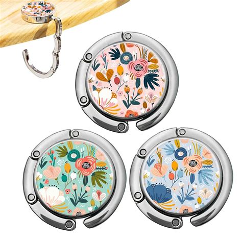 HASTHIP® 3Pcs Desk Bag Hanger Pretty Floral Design Metal Bag Hanger Po ...