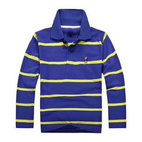 Boys Long Sleeve Polos Striped Polo Big Boys Collared Button Shirts ...