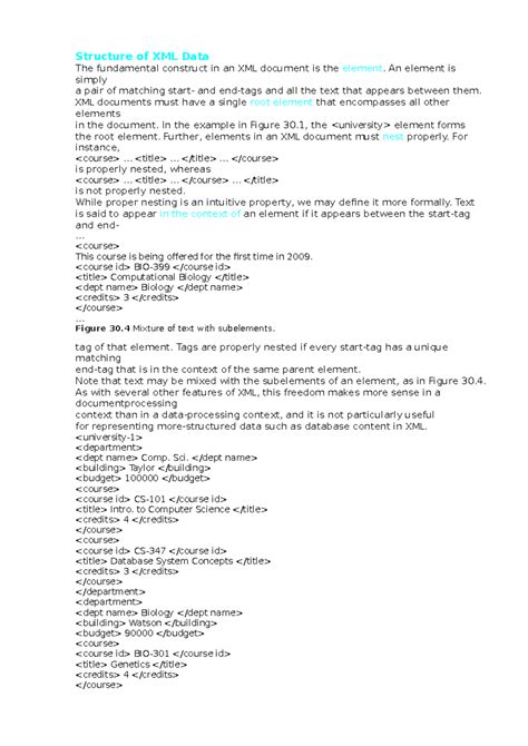 Structure of XML Data - An element is simply a pair of matching start- and end-tags and all the ...