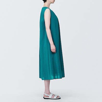 ĐẦM VẢI HIGH TWISTED VELI KHÔNG TAY Nữ XL Xanh lá | MUJI