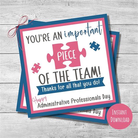 Administrative Professionals Day Gift Tag, Employee Appreciation, Office Staff Thanks, Admin ...