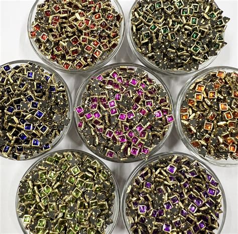 Unikart Colourful Glossy Kundan Beads Square 4x4mm for Jewellery Making ...