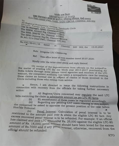 Irregular LTC claims- CPMG Tamilnadu Circle issued order to regulate to ...