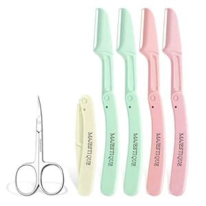 Majestique 5 Folding Eyebrow Razor with 1 Piece Scissor, Multi-Purpose ...