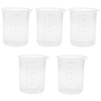 Sscon 5pcs 250ml Lab Graduated Beakers Transparent Plastic Measuring ...