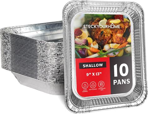 Amazon.com: (10 Pack) Disposable Aluminum Pans 9x13 Shallow, Heavy Duty ...