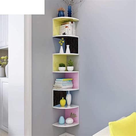 HIURYD Zig Zag Engineered Wood Floating Corner Rack Shelves for Living ...