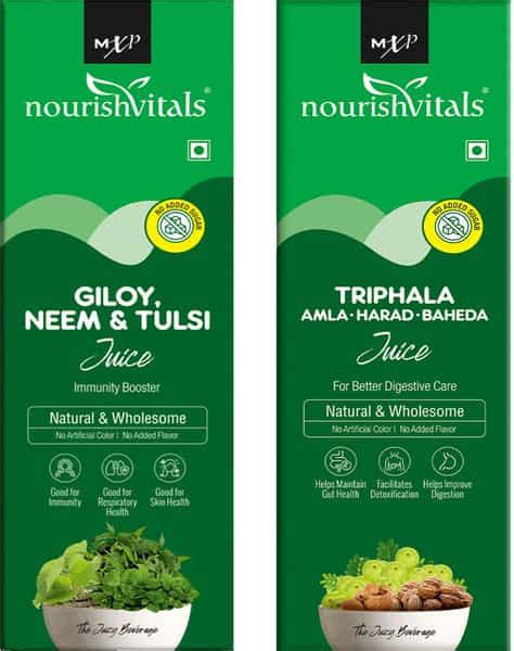 Buy NOURISHVITALS GILOY NEEM & TULSI JUICE + TRIPHALA AMLA HARAD BAHEDA ...