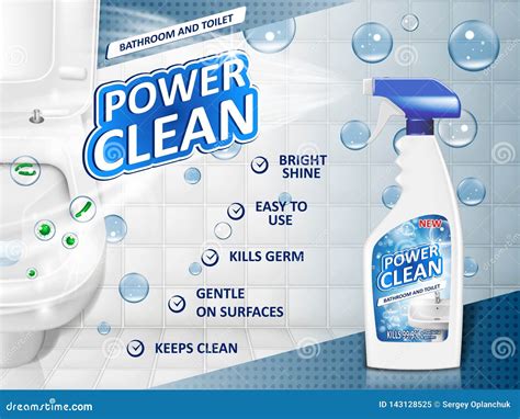 Bathroom Cleaners Ad Poster, Spray Bottle Mockup with Detergent for ...