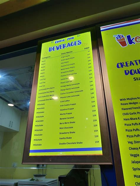 Menu at Kerrimo India, Hyderabad