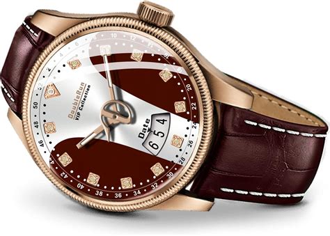 DOUBLERUN 3D Glass Date Display Two Tone Dial Leather Belt Analog Watch ...