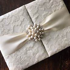 Lace Pearl Wedding Invitations by Handmade Ivory Pearl Brooch Embellished Lace Wedding Lace Pearl Wedding Invitations