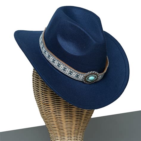 Buy Ethnic Tibetan Cowboy Hat (Navy Blue) Online in India | Chokore