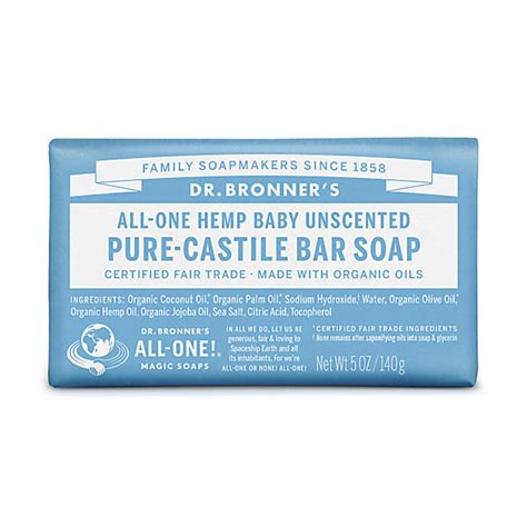 FairTrade Organic Baby Mild Unscented Soap in 140g from Dr Bronner
