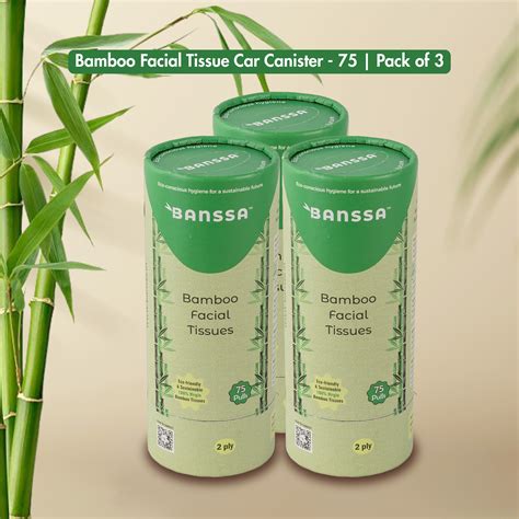 Bamboo Facial Tissue Car Canister - 75 Pulls | Pack of 3 – Banssa