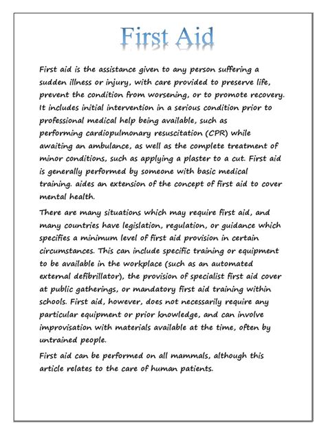 Image result for Introduction for First Aid Project