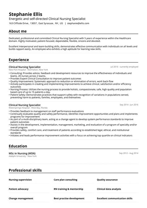Nursing Resume Example & Guide [2025] - Jofibo