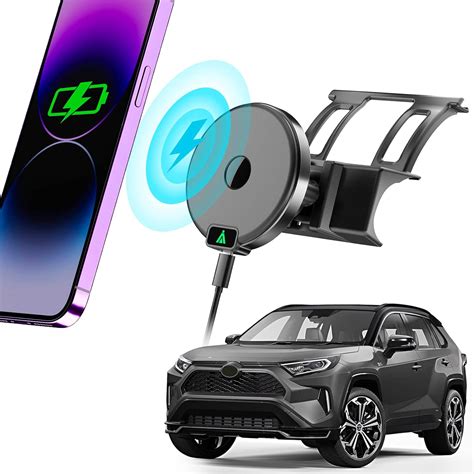 Amazon.co.jp: 磁気ワイヤレス車載充電器 カスタム電話ホルダー トヨタ RAV4 2019-2022用 最大15W 急速充電 ...