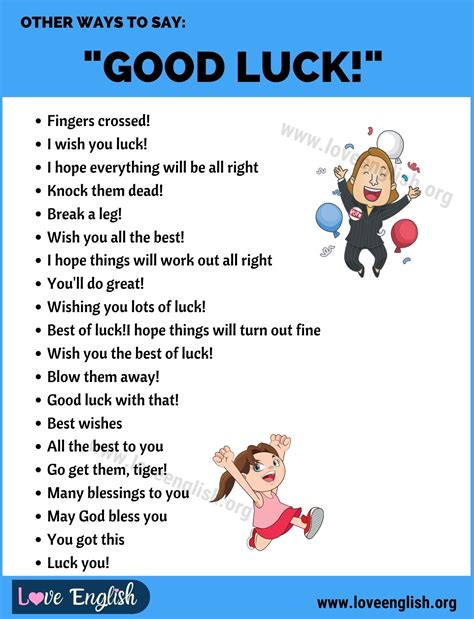 GOOD LUCK: 30 Clever Ways to Say "Good Luck" in English - Love English