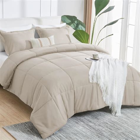 Amazon.com: CozyLux Twin/Twin XL Comforter Set - Beige Twin Size ...