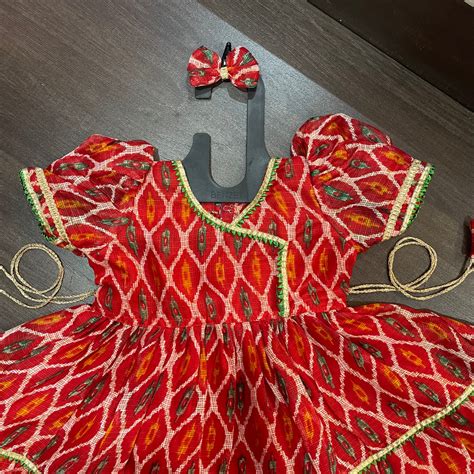 Red Angrakha Gotta Patti Border Frock Dress – MEEMORA
