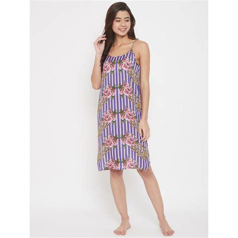 Buy The Kaftan Company Floral Trellis Blue Negligee Slip Online