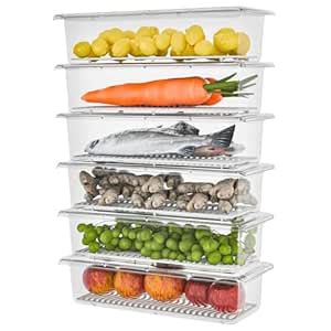 Buy WeCoCo 6 Set Fridge Storage Boxes Fridge Organizer with Removable ...