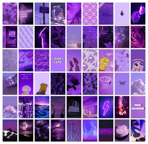 Pack of 54 Purple Wall Collage Kit Posters - 4 x 6 Inches Wall Decor ...
