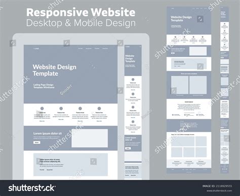 Design Website Template Business Responsive Desktop Stock Vector ...