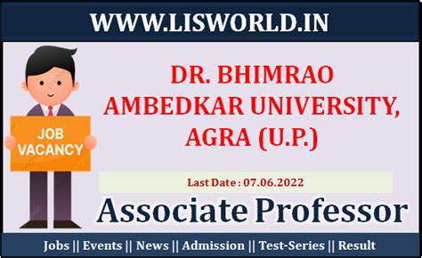 Recruitment for the post of Associate Professor at Dr. Bhimrao Ambedkar ...