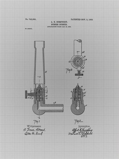 Framable Patent Art the Original Poster Art Print Beeker Bunsen Burner ...