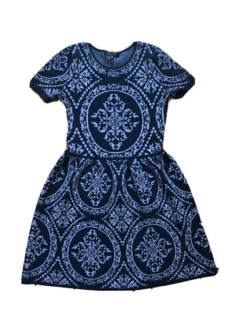 Romeo + Juliet Couture Fit & Flare Purple & Navy Knit… - Gem