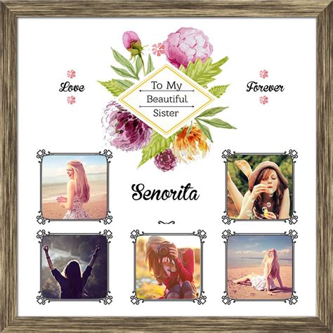 ArtzFolio My Beautiful Sister Photo Collage Antique Gold Wood Frame ...