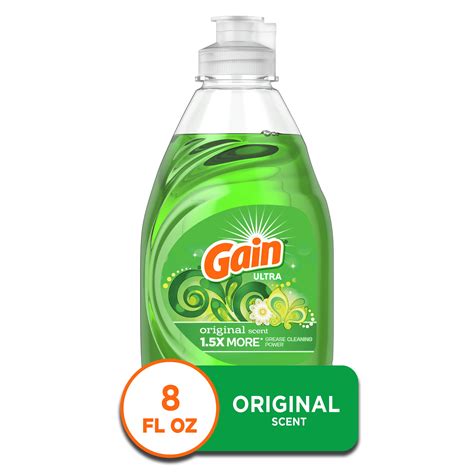 Gain Dishwashing Liquid Dish Soap, Original Scent, 8 Fluid Ounce ...
