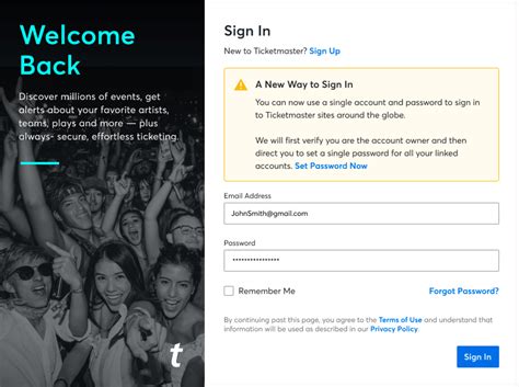 Image result for Ticketmaster CreateAccount
