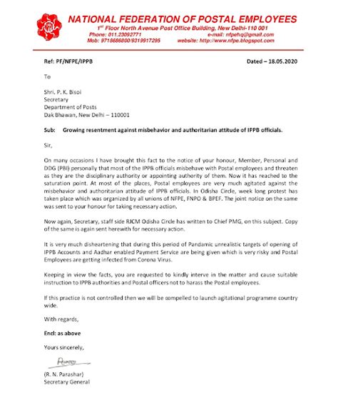 NFPE threatens the Department for countrywide agitation if misbehaviour ...