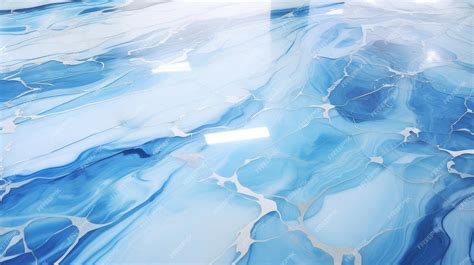 Blue And White Epoxy Floor With Swirling Design | Premium AI-generated ...