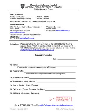 MGH Surgical Pathology Slide Request Form - Blank Fillable Template ...
